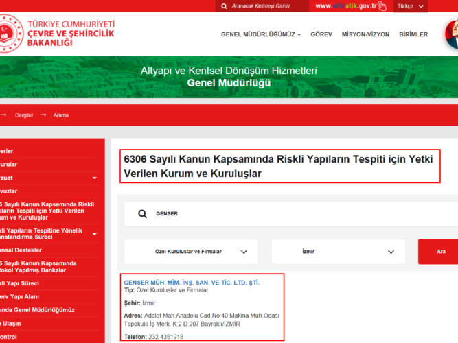 genoser yetkili riskli yapı tespit kuruluşu çşb